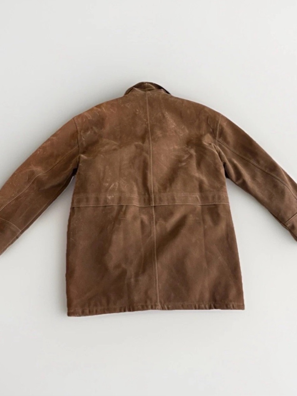 T. Shearling Men’s XL Brown Overcoat Button Shawl Collar Lined Pockets Mid - Picture 5 of 9